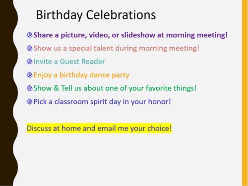Birthday Menu
